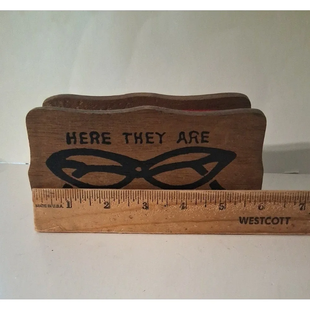 Vintage MCM Wooden Cat Eye Glasses Holder 
